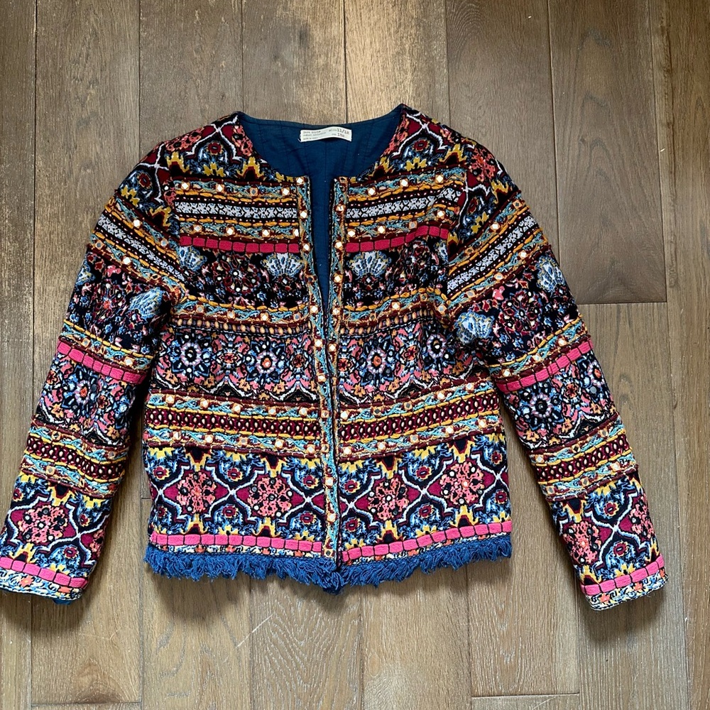 Zara Girls size 11/12 Multicolor Quilted Jacket